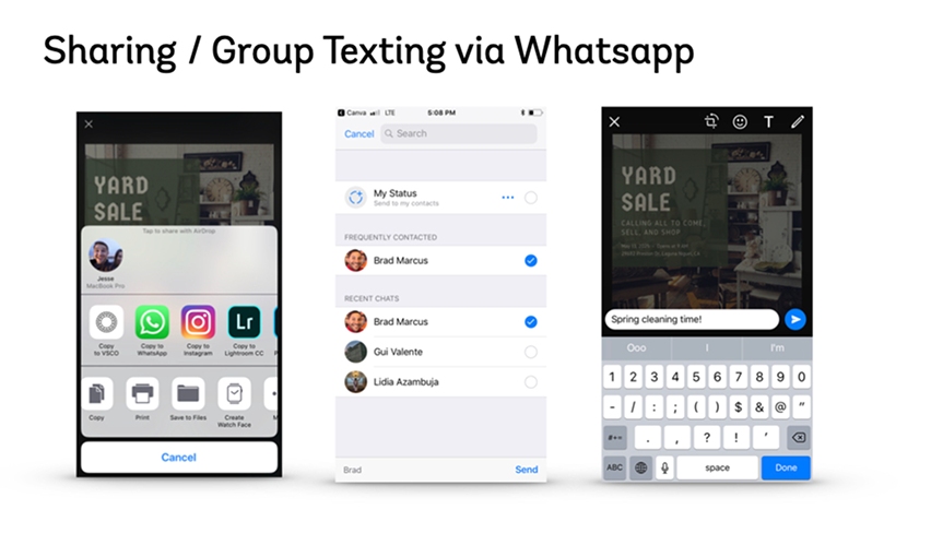 Canva — Sharing / Group Texting via WhatsApp