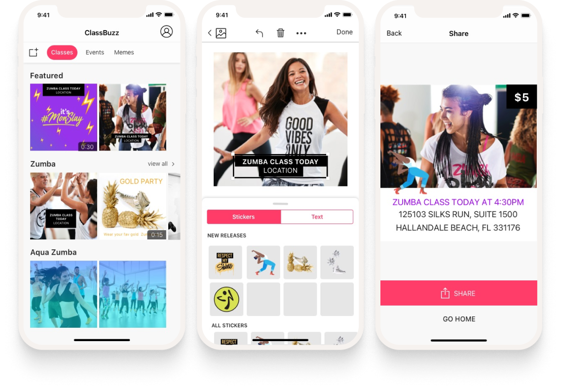 ClassBuzz app screens