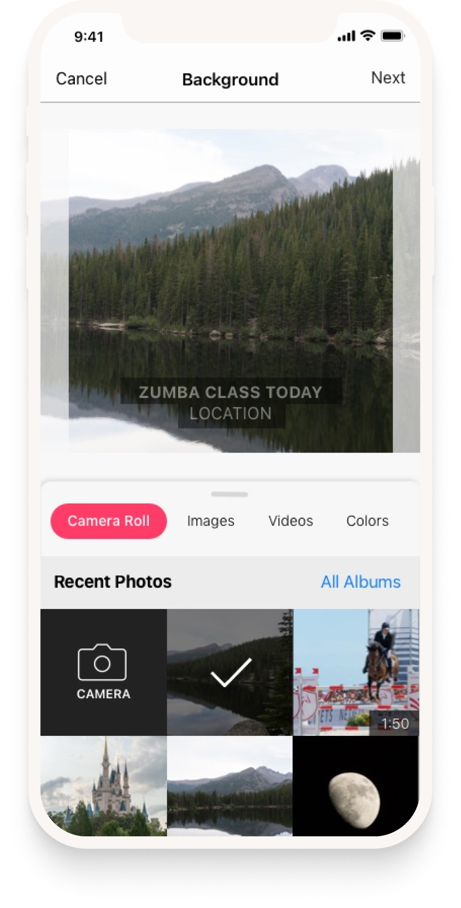 Background selector, photo — screen 2