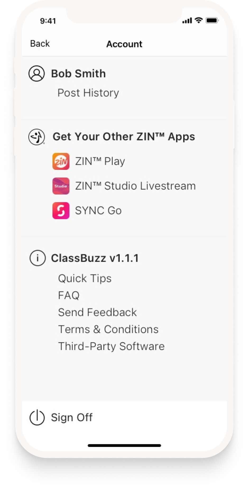 Account and quick tips — screen 1